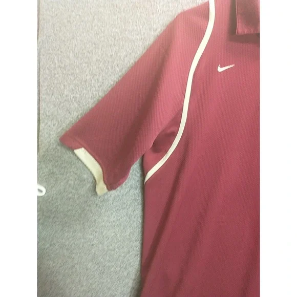 Nike Team FSU Florida State Seminoles Polo Shirt Garnet Mesh Mens Large Fit Dry - Picture 4 of 14
